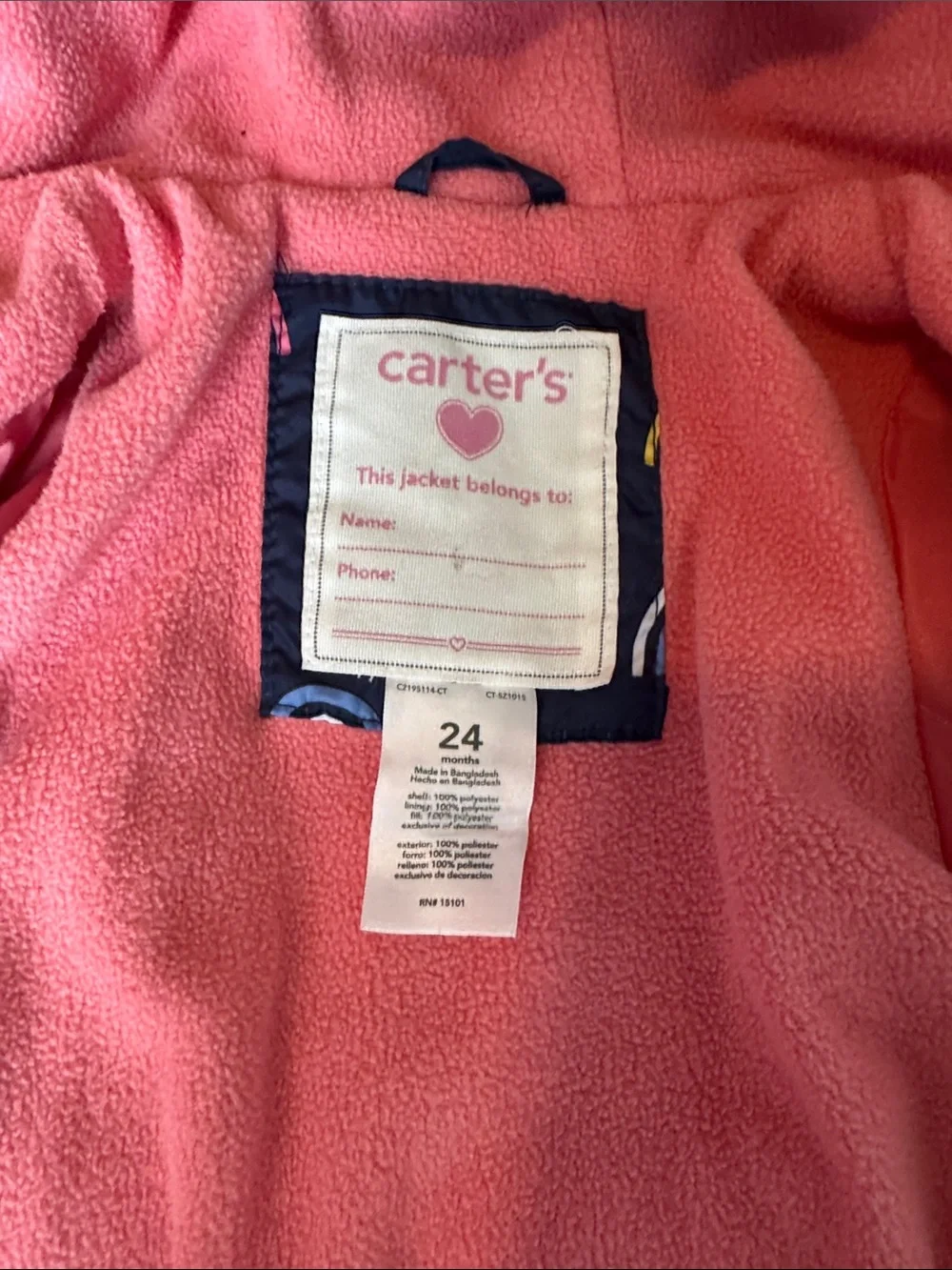 Carters Navy Rainbow Hooded Jacket